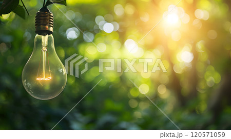 Green energy concept with light bulb and nature. AI Generated 120571059