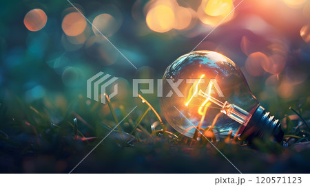 Green energy concept with light bulb and nature. AI Generated 120571123