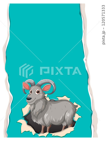 Curious Goat Peeking Through Paper Curious Goat Peeking Through Paper 120571333