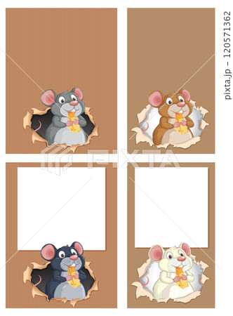 Cute Mice with Cheese Illustration 120571362