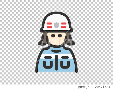 女性緊急救援人員圖示的插圖（線條畫顏色） 120571383