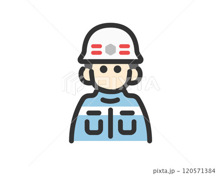 救急隊員の男性アイコン（線画カラー）のイラスト 120571384