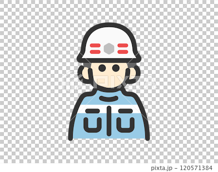 救急隊員の男性アイコン（線画カラー）のイラスト 120571384