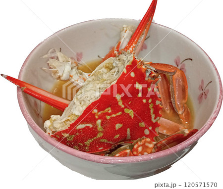 タイワンガザミの味噌汁(カニ汁)を甲羅が良く分かる程度の汁の量で タイワンガザミの味噌汁(カニ汁)を甲羅が良く分かる程度の汁の量で 120571570