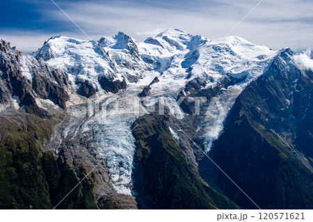 ルプレヴァン展望台からモンブランとボソン氷河　フランス　シャモニ 120571621