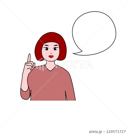 笑顔でポイントを説明する女性 120571727