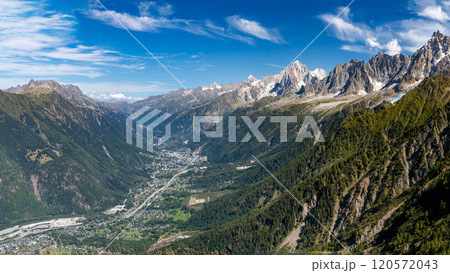 トラムデュモンブランから シャモニ谷の絶景 フランス シャモニー トラムデュモンブランから シャモニ谷の絶景 フランス シャモニー 120572043