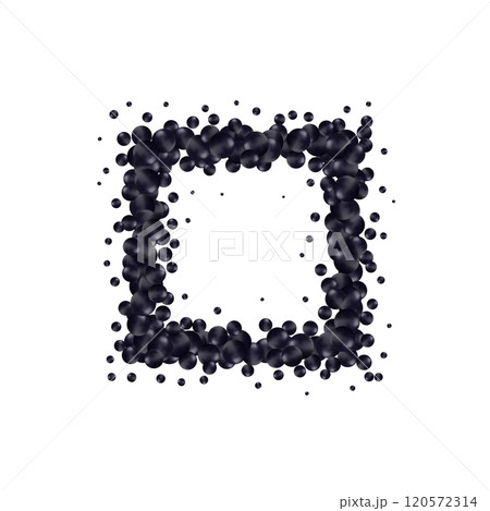Nature, colorful, multicolored sea pearl background with black small and big pearls isolated on transparent background. Photo frame. Eps 10 120572314