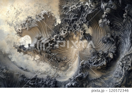 The image is a beautiful abstract painting of a wave with a lot of detail 120572346
