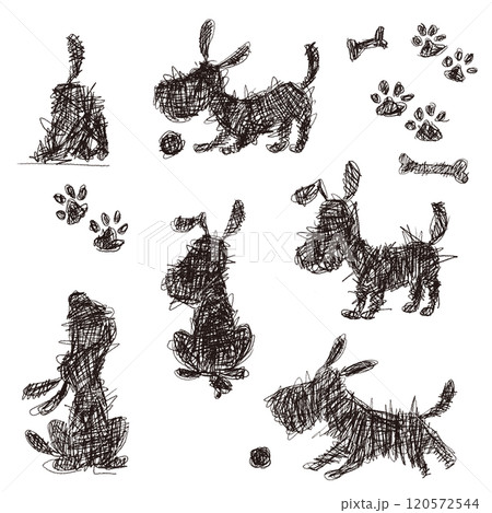 抽象的な表現で描いた犬のイラスト素材, 抽象的な表現で描いた犬のイラスト素材, 120572544