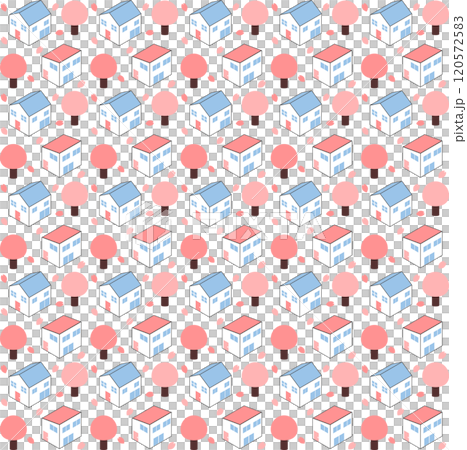 等距櫻花與住宅街景圖片素材 等距櫻花與住宅街景圖片素材 120572583