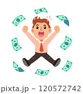 Cartoon businessman with money banknotes 120572742
