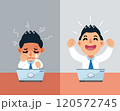 Cartoon businessman expressing different emotions 120572745