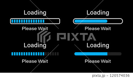 Loading please wait symbol infographics set in blue color. Set of 70 percent loading infographics in four different styles- Bar, Rectangular bar, Rounded bar, Rectangular bar isolated for dark mode. Loading please wait symbol infographics set in blue color. Set of 70 percent loading infographics in four different styles- Bar, Rectangular bar, Rounded bar, Rectangular bar isolated for dark mode. 120574036
