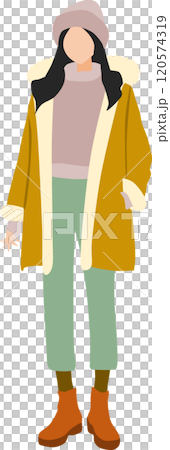 Illustration of a woman wearing winter clothes Illustration of a woman wearing winter clothes 120574319