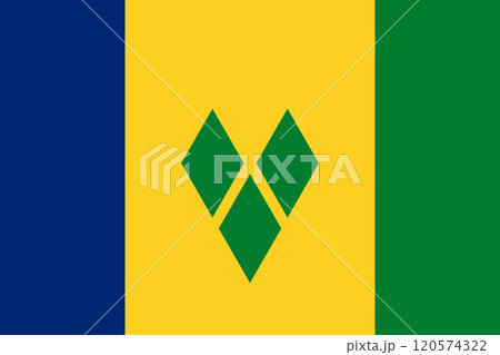Saint Vincent and the Grenadines flag in official colors, dimensions and aspect ratio. Vector flag symbolizing national pride, identity, heritage, patriotism and authority Saint Vincent and the Grenadines flag in official colors, dimensions and aspect ratio. Vector flag symbolizing national pride, identity, heritage, patriotism and authority 120574322