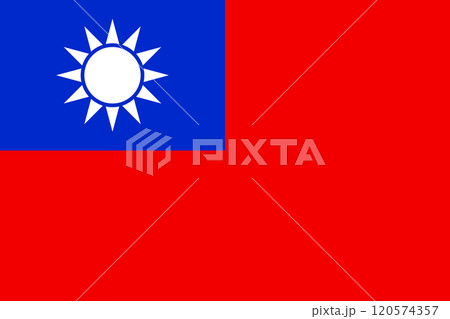 Taiwan flag in official colors, dimensions and aspect ratio. Vector flag symbolizing national pride, identity, heritage, patriotism and authority 120574357