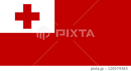 Tonga flag in official colors, dimensions and aspect ratio. Vector flag symbolizing national pride, identity, heritage, patriotism and authority 120574363