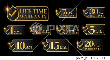 set of year warranty golden shieldのイラスト素材 [120575119] - PIXTA