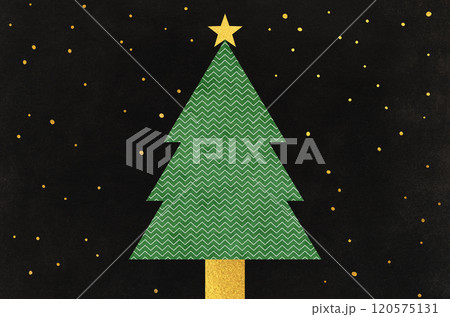 和モダンクリスマス_和紙の背景に夜のクリスマスツリーイラスト 120575131