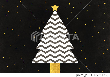 和モダンクリスマス_和紙の背景に夜のクリスマスツリーイラスト 120575147