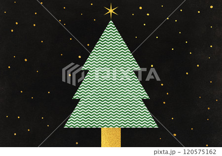 和モダンクリスマス_和紙の背景に夜のクリスマスツリーイラスト 和モダンクリスマス_和紙の背景に夜のクリスマスツリーイラスト 120575162