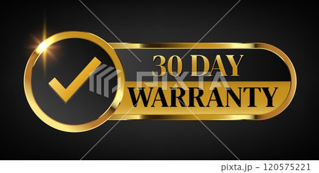 30 day warranty logo with golden ribbon 120575221