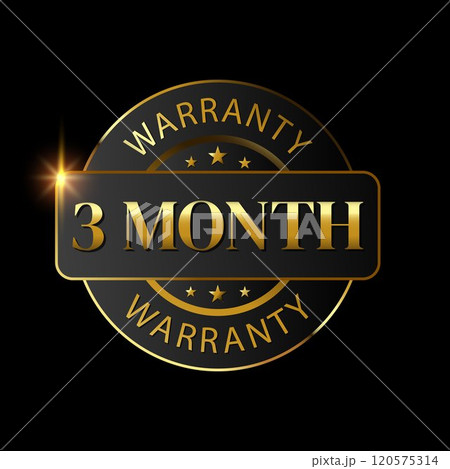 3 month warranty logo with golden shield 120575314