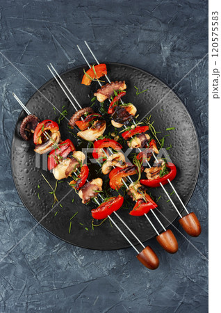 Grilled Octopus Skewers. Grilled Octopus Skewers. 120575583