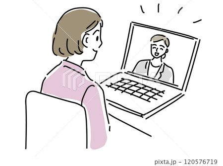 オンラインで会話する女性 オンラインで会話する女性 120576719
