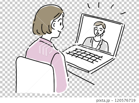 オンラインで会話する女性 オンラインで会話する女性 120576719