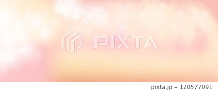 Panoramic abstract pink blue sky background. Skyscape with fluffy clouds. Gradient fantasy paradise background. 120577091