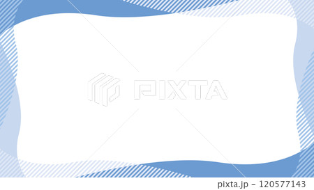 抽象的　青　フレーム ウェーブ ストライプ　サムネ	 120577143