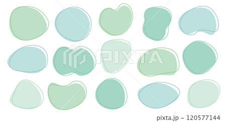 抽象的な形　シェイプ　変形　緑　黄緑　見出し　素材セット	 120577144