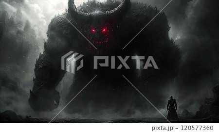 強大な敵に立ち向かう1人の戦士 のイラスト素材 [120577360] - PIXTA