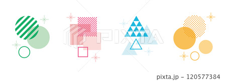 幾何学　あしらい 　シンプル　セット　メンフィス　カラフル	 120577384