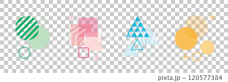 幾何学　あしらい 　シンプル　セット　メンフィス　カラフル	 120577384