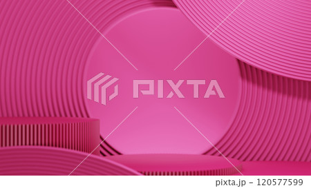 Minimal Scene Pink Podium, 3D illustration Background for advertising and wallpaper in minimalism and product scene. 3D rendering in decorative concept. 120577599
