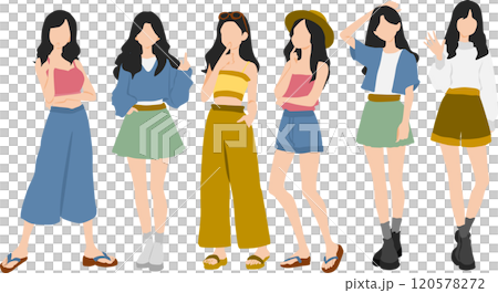 Illustration set of a woman thinking 120578272