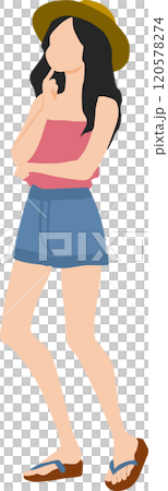 Illustration of a woman thinking Illustration of a woman thinking 120578274