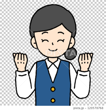 A woman in an office is doing a fist pump 120578768