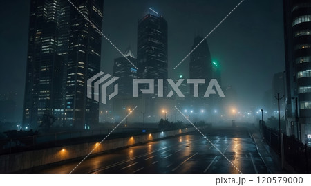fog in the city nighttime scene 120579000