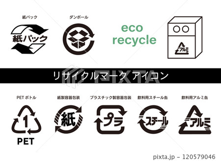 パッケージ表示に使う　リサイクルマーク　ベクター素材 120579046