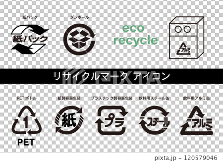 パッケージ表示に使う　リサイクルマーク　ベクター素材 120579046