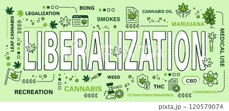 Cannabis liberalization . Word with line icon...のイラスト素材 [120579074] - PIXTA