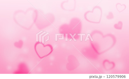 Pink background with pink hearts in blurred focus. Festive background for Valentine's Day, Birthday, Mother's Day 120579906
