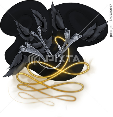 Enchanted living surgical sewing tools with flying scissors, forceps, needles and thread Enchanted living surgical sewing tools with flying scissors, forceps, needles and thread 120580647