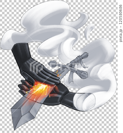 Sword sharpening with magic hand shaped whetstones. Sword sharpening with magic hand shaped whetstones. 120580686