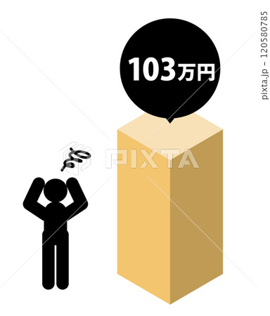 年収の壁に困る人のイラスト立体グラフ 年収の壁に困る人のイラスト立体グラフ 120580785