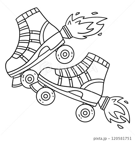 Roller Skate with Rockets Isolated Coloring Page  Roller Skate with Rockets Isolated Coloring Page  120581751